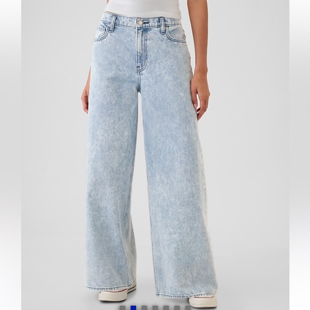 GAP Mid Rise Studded Baggy Jeans